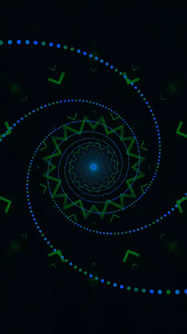 Neon Tunnel Blå Grön Mandala Skärmsläckare 60fps 9:16 Reels Vj Loop