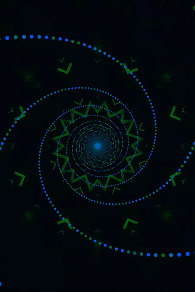 Neon Tunel Plavo Zeleni Spirala Čuvar Ekrana 2:3 Portret 60fps VJ Loop