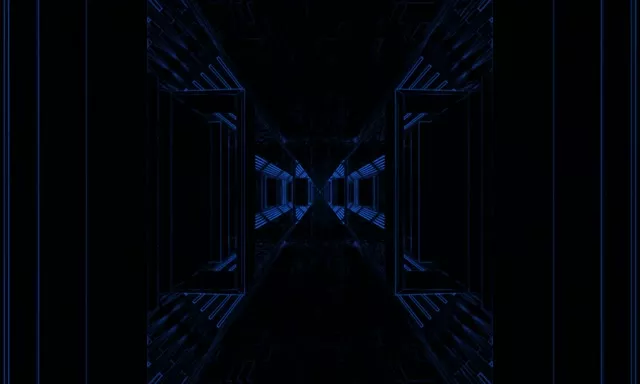 নিয়ন টানেল নীল গ্রিড VJLoops 5:3 ওয়াইড 60fps স্ক্রিনসেভার