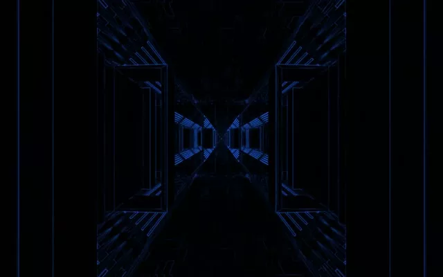Neon Tunnel Blå Grid VJ Loop 60fps 16:10 Macbook Skärmsläckare