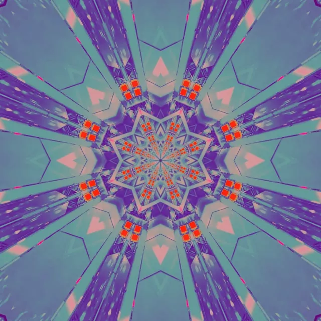 Neon Tunnel Kaleidoscope Star Burst Blue VJ Loop 1:1 Square 60fps Screensaver