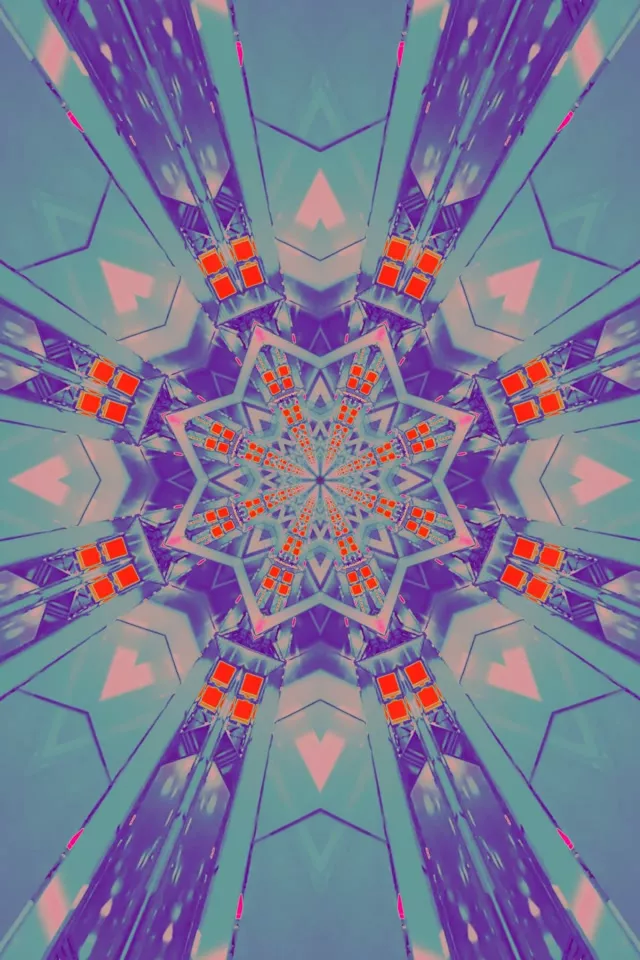 Neon Tunnel Star Kaleidoscope 2:3 Photo Portrait 60fps Screensaver Vj Loop