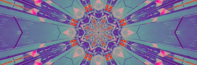 Neon Tunnel Star Kaleidoscope VJ Loop 3:1 Triple Wide 60fps Screensaver