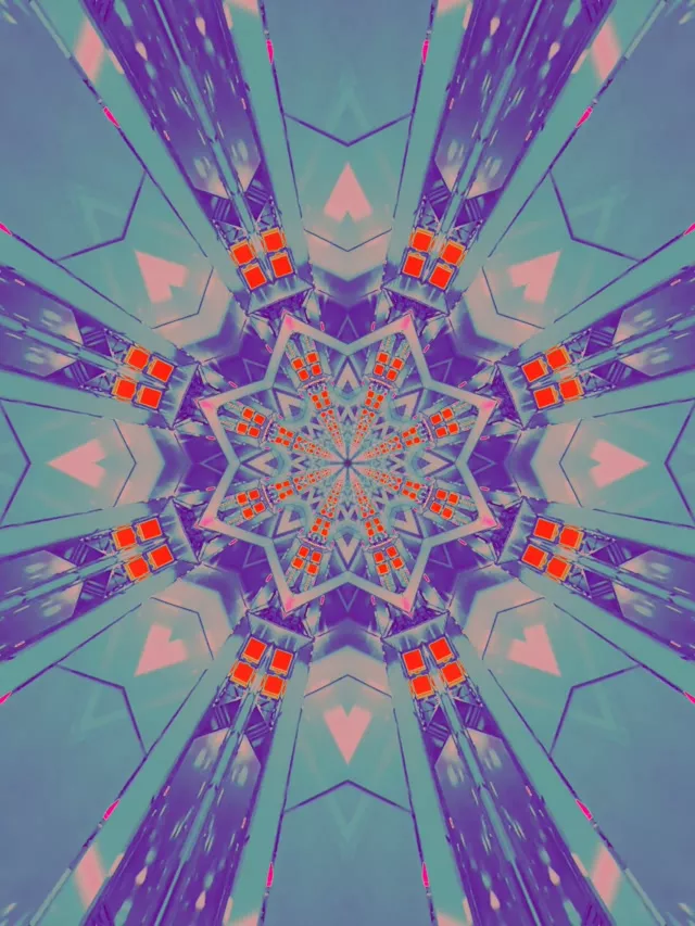 Neon Tunnel Kaleidoscope Star Burst VJ Loop 3:4 iPad Portrait 60fps Screensaver