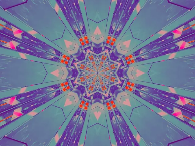 Neon Tunnel Kaleidoscope Star Burst 4:3 Classic 60fps Screensaver Vj Loop