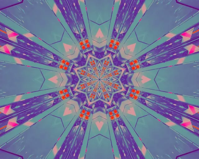 Neon Tunnel Kaleidoscope Star Burst 5:4 industrial 60fps Screensaver Vj Loop