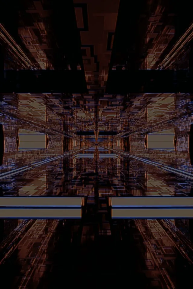 Neon tunnel blue mandala 2:3 photo portrait 60fps screensaver vj loop