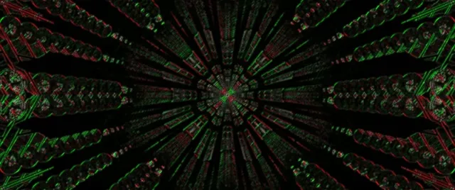 neon tunnel cinemascope 2.39:1 60fps screensaver vj loop red crystalline kaleidoscope