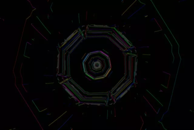 Neonový tunel soustředný osmihran vortex | 3:2 Surface 60fps VJ Loop Screensaver