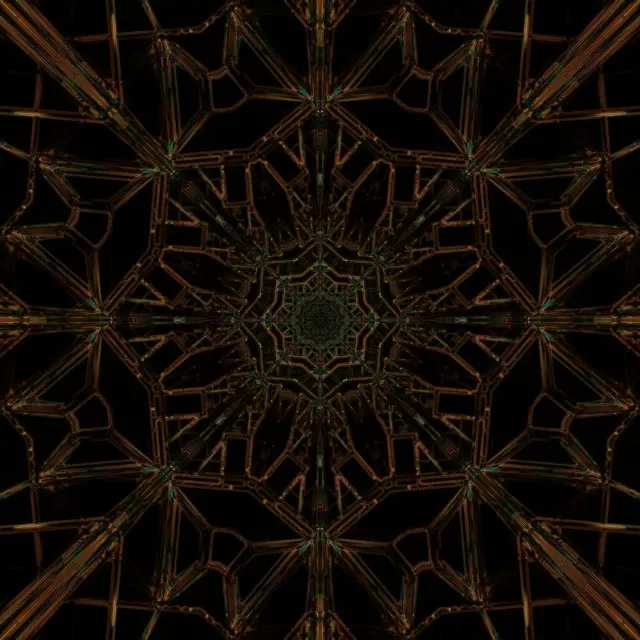 Neon Tunnel Kobber Grøn Fraktal Pauseskærm 1:1 Firkantet 60fps VJ Loop