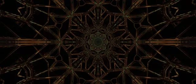 Neon Tunel Medená Zelená Mandala Šetrič Obrazovky 21:9 Ultrawide 60fps VJ Loop