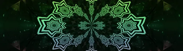 Neon Tünel Yeşil Yıldız Kaleidoskop VJ Loop 32:9 Super Ultrawide 60fps Ekran Koruyucu