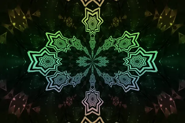 Неоновый Туннель Фрактальная Звездная Мандала VJLoops 3:2 Surface 60fps Заставка