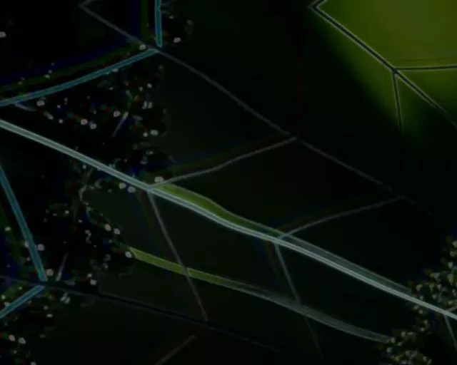 Twnnel grid hexagon neon disglair gyda rhaid golau cyan a gwyrdd, cefndir symudiad VJ Loop diwydiannol