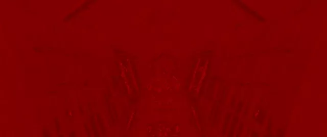 Terowong neon merah dalam dengan corak litar bercahaya, latar belakang gerakan VJ loop abstrak format 2.39:1