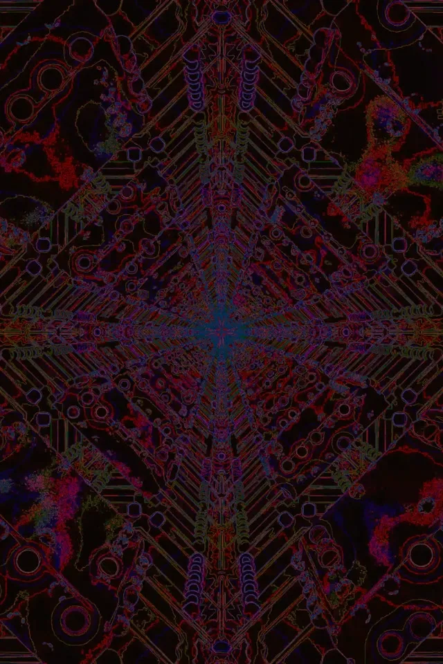 Neon Tunel Simetrični Krug Križ 2:3 Photo Portrait 60fps Screensaver VJ Loop