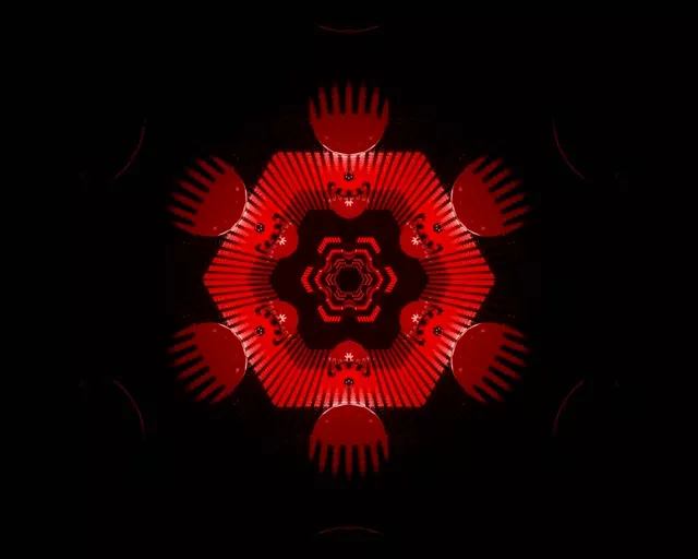 Neon Alagút Fraktál Mandala Kitörés VJ Loop 5:4 Ipari 60fps Képernyővédő