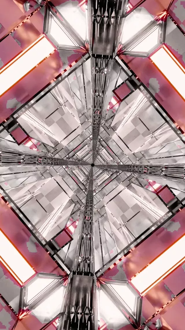 Terowong Neon Pusaran Berlian VJLoops 9:16 Reels 60fps Penyelamat Skrin Krom Merah Jambu