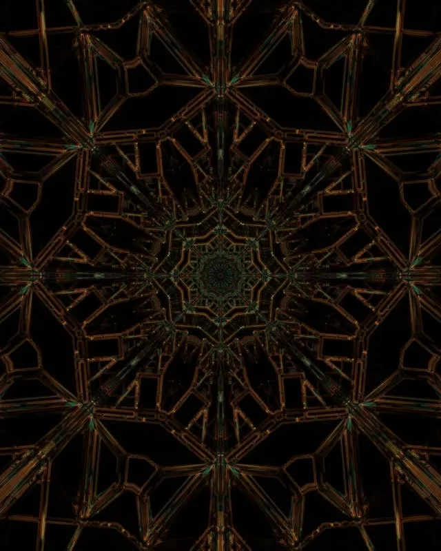 Tunel Neon Fractal Verde Auriu Screensaver 60fps 4:5 Instagram VJ Loop