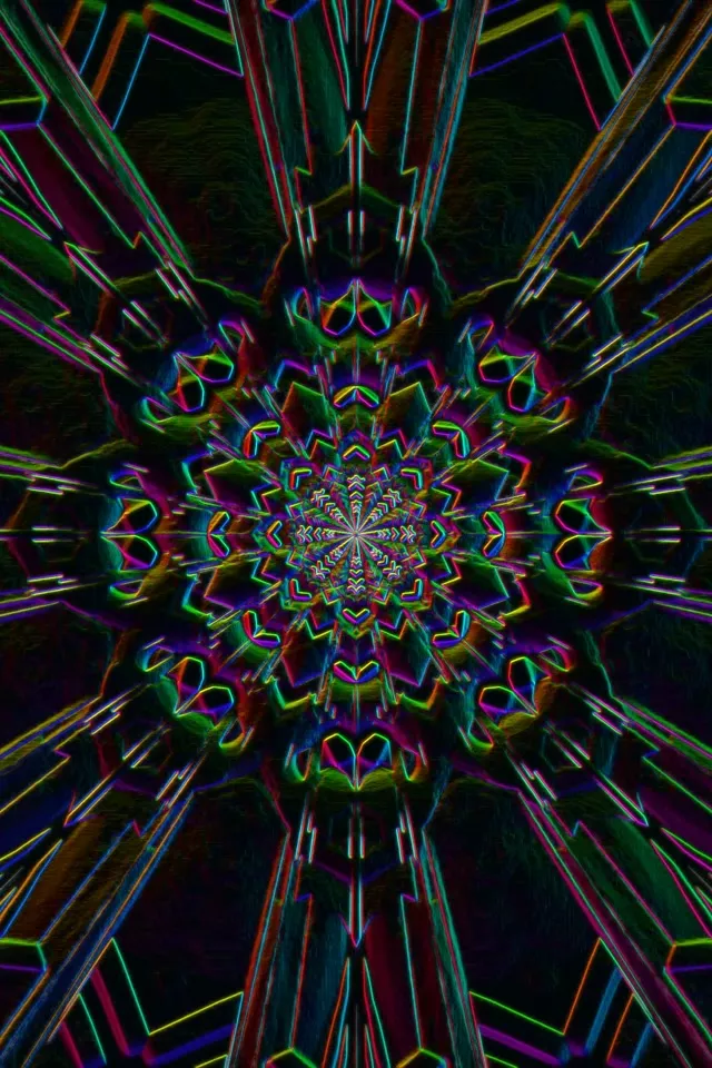 Neon Tunnel Fractal Kaleidoscope 2:3 Portrait 60fps VJ Loop Screensaver