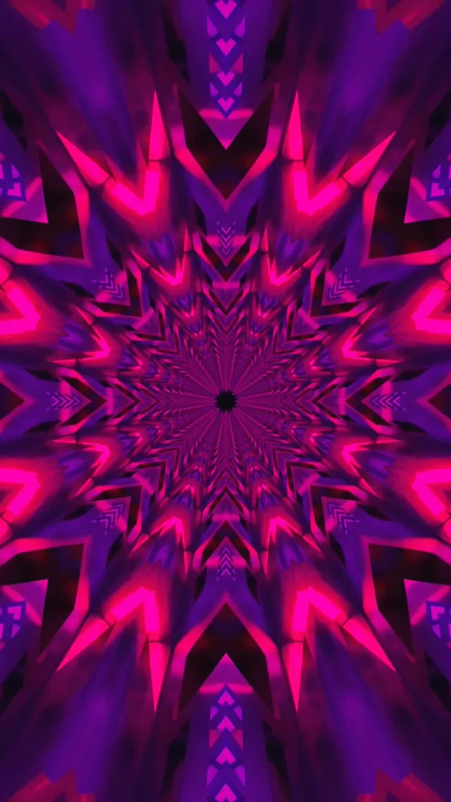 霓虹隧道分形万花筒爆发 VJ Loop 9:16 短视频 60fps 屏保