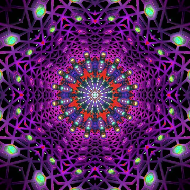 Неонов Тунел Fractal Калейдоскоп VJ Loop 1:1 Square 60fps Screensaver