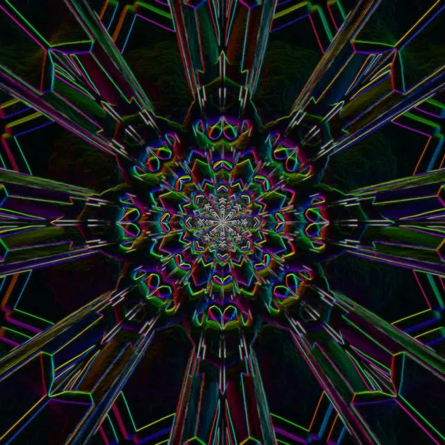 Neon Tunnel Fractal Kaleidoscope VJ Loop 1:1 Square 60fps Screensaver