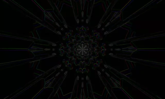 Neon Tunnel Fractal Kaleidoscope VJ Loop 60fps 5:3 Wide Screensaver