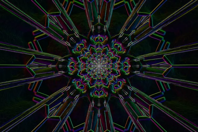 Neon Tunnel Fractal Kaleidoscope VJ Loop 60fps Screensaver 3:2