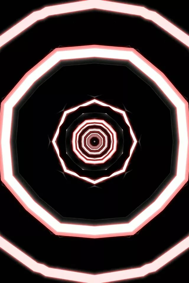 تونل نئونی هشت ضلعی درخشان گردباد 2:3 عمودی 60fps محافظ صفحه نمایش VJ Loop