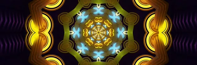 नियॉन टनल सोना नीला कैलाइडोस्कोप Screensaver 3:1 Triple Wide 60fps VJLoops