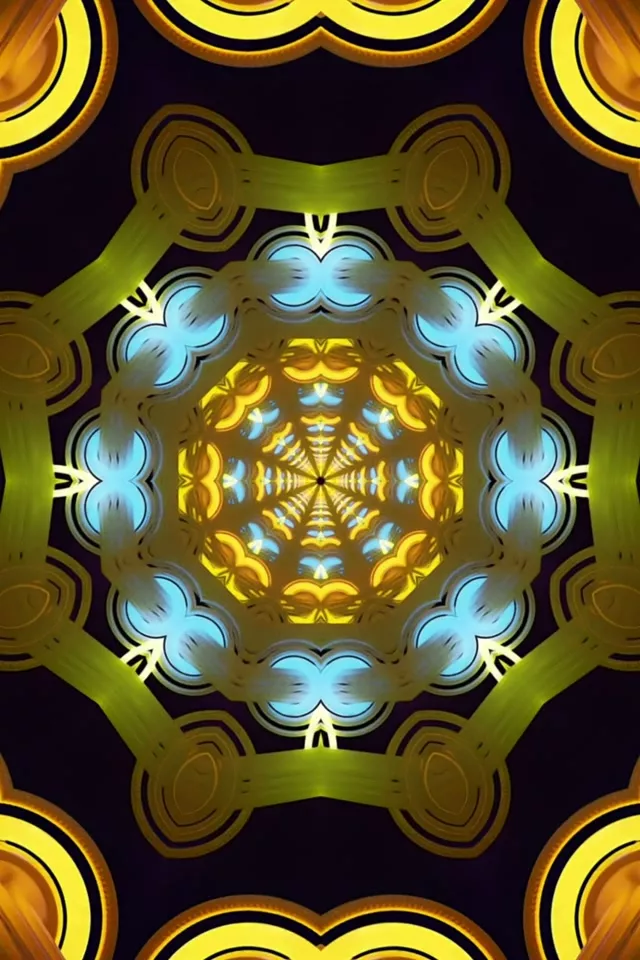 霓虹隧道金藍曼陀羅 60fps 螢幕保護程式 PC 2:3 照片直向 VJLoops