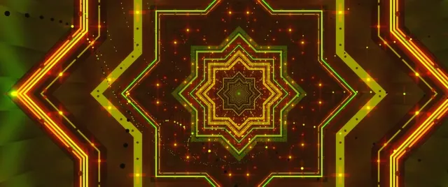 نفق نيون كاليدوسكوب نجمة 2.39:1 Cinemascope 60fps شاشة توقف Vj Loop