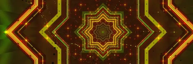 Neontunnel Kuld Täht Kaleidoskoop Vj Loop 3:1 Kolmiklaius 60fps Ekraanisäästja