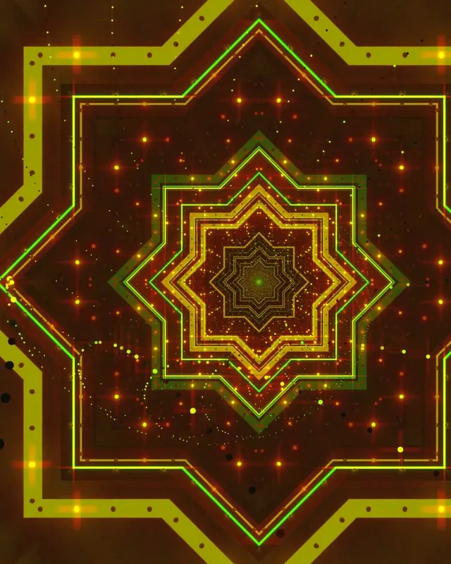 Neon Tunnel Arany Csillag Örvény VJ Loop 4:5 Instagram 60fps Képernyővédő