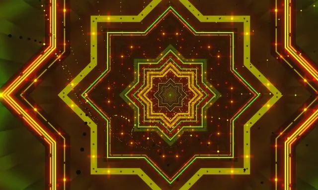 Neon Tunnel Arany Csillag Örvény VJ Loop 5:3 Széles 60fps Képernyővédő
