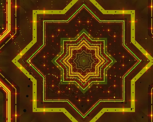 Neon Tunnel Arany Csillag Örvény Vj Loop 5:4 Ipari 60fps Képernyővédő