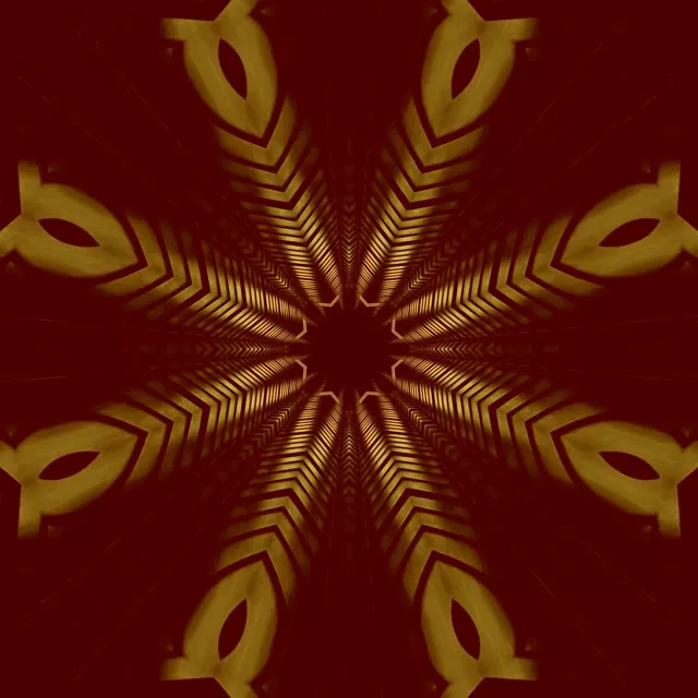 霓虹隧道金色万花筒曼达拉1:1方形60fps屏保VJLoops