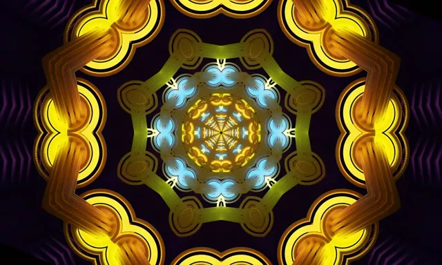 Neon Tunnel Arany Mandala 5:3 széles 60fps Képernyővédő VJLoops