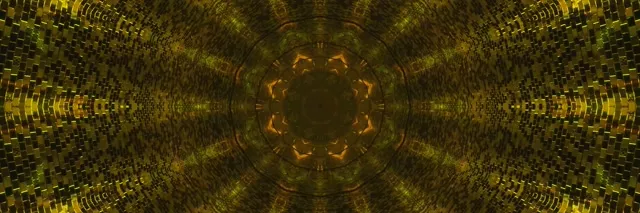 Tunnel Néon Kaléidoscope Doré VJLoops 3:1 Triple Large 60fps Écran de Veille