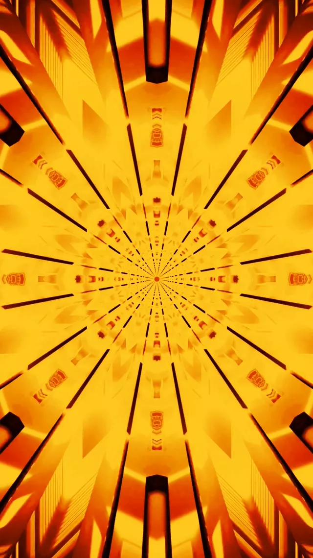 Neontunnel Gyllene Solstråle Kaleidoskop VJLoops 9:16 Reels 60fps Skärmsläckare