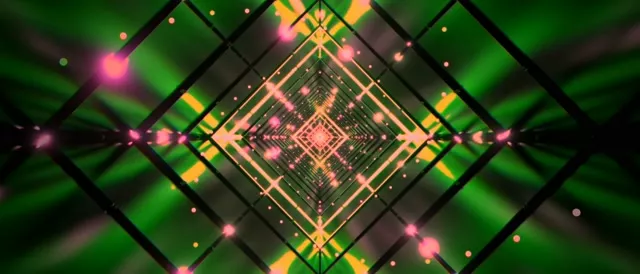 Neon Tunnel Green Diamond Vortex VJ Loop 21:9 Ultrawide 60fps Screensaver