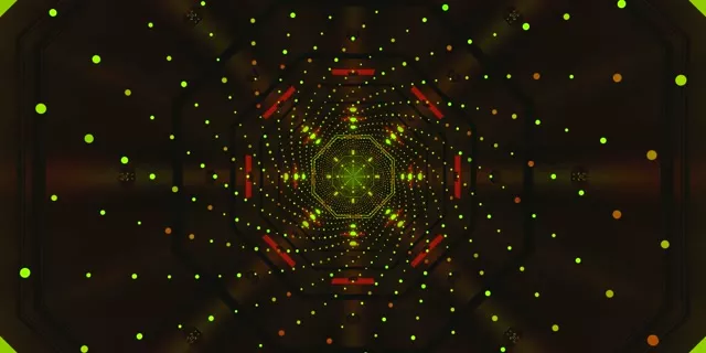 อุโมงค์นีออน จุดสีเขียว 60fps 2:1 Univisium Screensaver PC VJLoops