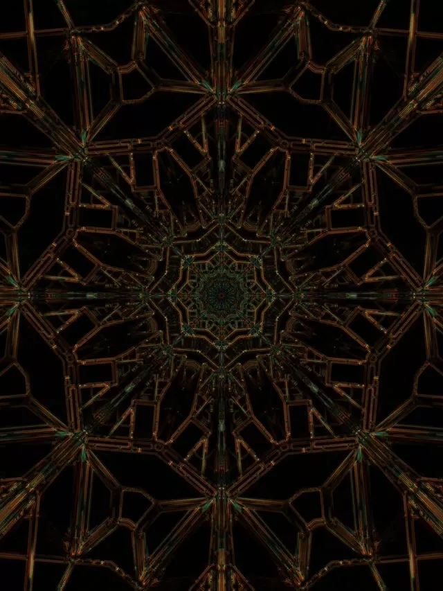 Неонски тунел зелена златна мандала чувар на екран 3:4 iPad портрет 60fps VJ Loop