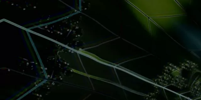 Neon žalias geometrinis tinklelis tunelis su spindinčiais cianu laidų rėmo kraštais, 4K VJ loop judantis fonas