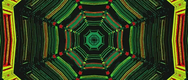 霓虹隧道綠色八角 21:9 超寬屏 60fps 螢幕保護程式 VJ Loop