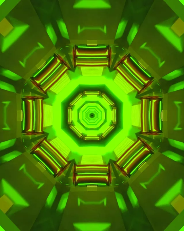 Neon Alagút Zöld Oktagon Kaleidoszkóp VJLoops 4:5 Instagram 60fps Képernyővédő