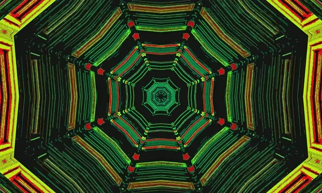 Tunnel Néon Octogone Vert Économiseur d'Écran 5:3 Large 60fps VJ Loop