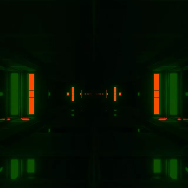 Neon Tunnel Grøn Orange 1:1 Kvadrat 60fps Pauseskærm VJ Loop