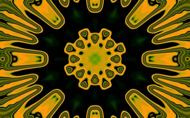 Neon Tunnel Kaleidoskop Solsikke 16:10 macbook 60fps Pauseskærm VJ Loop